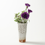 萩焼(伝統的工芸品)花入小鬼白松筒三つ葉No1445