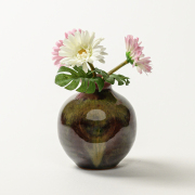 萩焼(伝統的工芸品)ミニ花入鉄赤釉丸えくぼNo1539