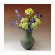 萩焼(伝統的工芸品)花器鉄青釉長頸No1651