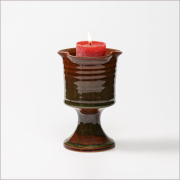 萩焼(伝統的工芸品)ミニ花器大鉄赤釉筒輪花足付きNo1692