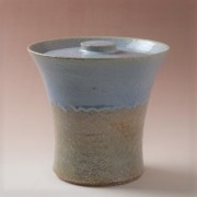 萩焼(伝統的工芸品)水指掛分け(姫萩荒＆淡青釉)端反(共蓋付)