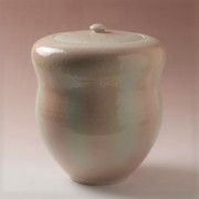 萩焼(伝統的工芸品)水指化粧掛分け胴締(共蓋付)