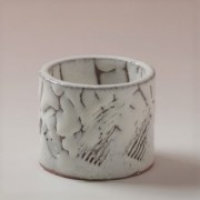 萩焼(伝統的工芸品)蓋置鬼白松筒櫛目