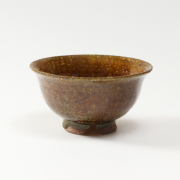 萩焼(伝統的工芸品)飯碗小鉄釉掛分け朝顔No306
