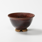 萩焼(伝統的工芸品)飯碗大鉄赤釉荒朝顔No350
