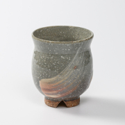 萩焼(伝統的工芸品)湯呑大刷毛青荒丸No47