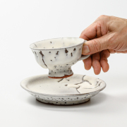 萩焼(伝統的工芸品)カップ＆ソーサ鬼白松朝顔平No522