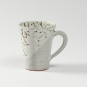 萩焼(伝統的工芸品)マグカップ小鬼白松末広碁笥底No576