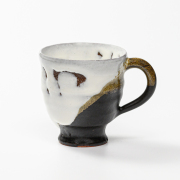 萩焼(伝統的工芸品)マグカップ小掛分け(鬼白竹＆黒釉)呉器No578