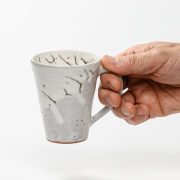 萩焼(伝統的工芸品)マグカップ小鬼白竹末広碁笥底No581