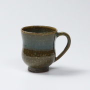 萩焼(伝統的工芸品)マグカップ小鉄青釉胴締No582