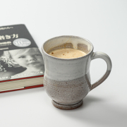 萩焼(伝統的工芸品)マグカップ大白萩掛分け胴締No599