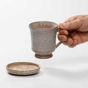 萩焼(伝統的工芸品)マグカップ大鬼萩筒蓋付No600