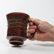 萩焼(伝統的工芸品)ビールジョッキ鉄赤釉荒端反No614