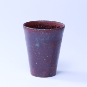 萩焼(伝統的工芸品)タンブラー鉄赤釉荒筒碁笥底No717