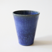 萩焼(伝統的工芸品)タンブラー大透青釉筒碁笥底No725