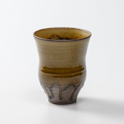 萩焼(伝統的工芸品)タンブラー大緑釉細胴締碁笥底No726