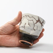 萩焼(伝統的工芸品)フリーカップ掛分け(鬼白松＆黒釉)呉器えくぼNo771