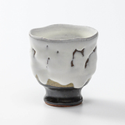 萩焼(伝統的工芸品)フリーカップ掛分け(鬼白竹＆黒釉)呉器えくぼNo772