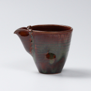 萩焼(伝統的工芸品)酒注ぎ小鉄赤釉筒片口No892