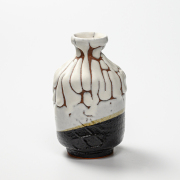 萩焼(伝統的工芸品)徳利掛分け(鬼白松＆黒釉)肩衝叩きNo924