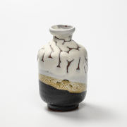 萩焼(伝統的工芸品)徳利掛分け(鬼白松＆黒釉)肩衝No926