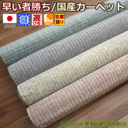 処分品 廃番 カーペット 3畳 三畳 ふんわり 数量限定 国産 安い 激安 通販 絨毯 じゅうたん 抗菌 防臭 汚れが目立たない   OSM【廃番シスレー3畳】 江戸間3帖 176×261cm