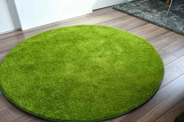 ラグ 円形 洗える 北欧 小さめ 90cm 丸型 ラグマット おしゃれ Pbシャギー 厚手 グレー オールシーズン 低反発 洗濯機 品名 ｗイージー 円形 90cm 北海道 絨毯 ラグ専門店 大漁カーペット