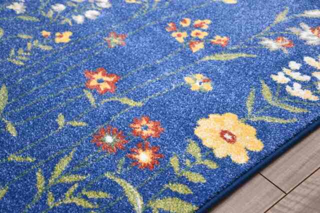 ◎62 花柄デザイン ラグ・カーペット 緑・青・赤 ◎62 花柄デザイン ラグ・カーペット 緑・青・赤