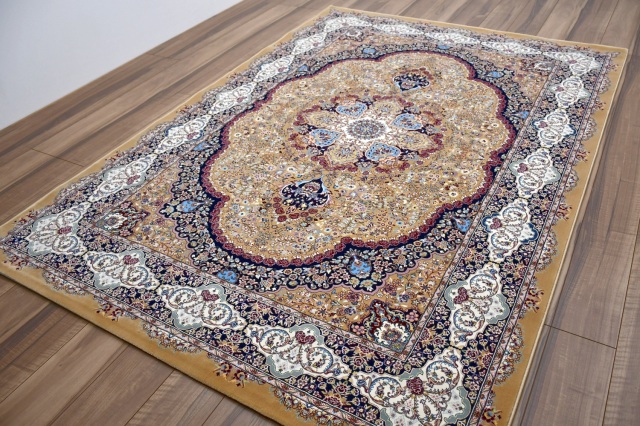 絨毯 3畳 0 250 ラグ ペルシャ絨毯 風 おしゃれ カーペット 丸巻き クラシック アンティーク 140万ノット じゅうたん ウィルトン ベージュ ネイビー 高級 おすすめ 通販 掃除 品名 Royal Tapis 1802 約3畳 0x250cm 北海道 絨毯 ラグ専門店 大漁カーペット