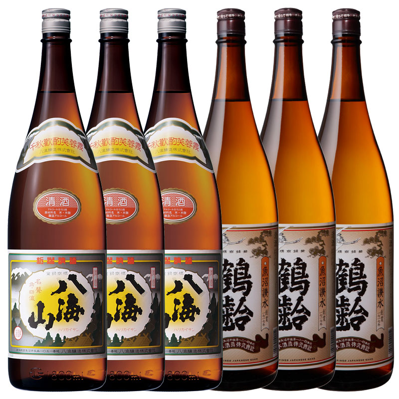 日本酒 八海山 清酒・鶴齢 芳醇1800ml×各3本