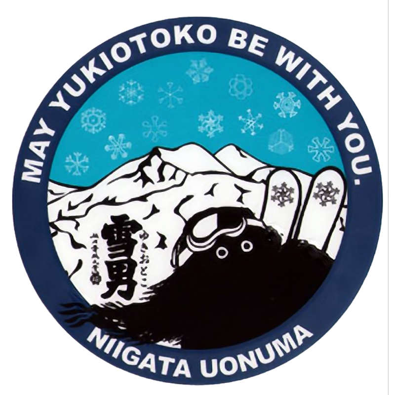 雪男のステッカー（青・スキー）