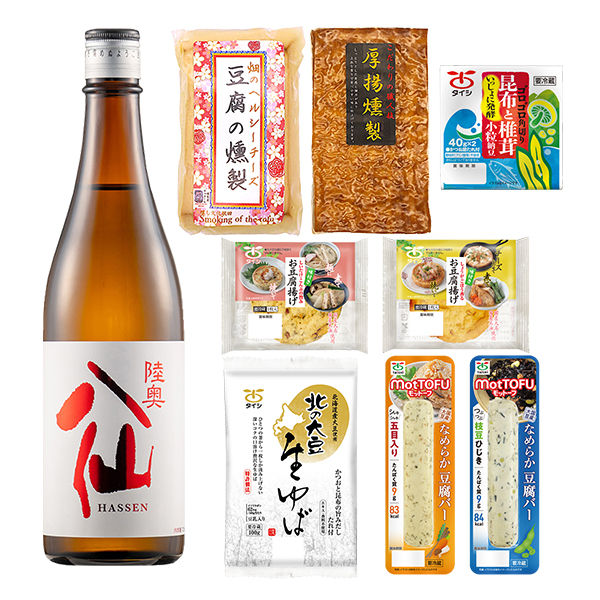 陸奥八仙（赤ラベル）と燻製豆腐セット