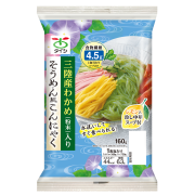 「春夏限定商品」三陸わかめ（粉末）入りそうめん風こんにゃく