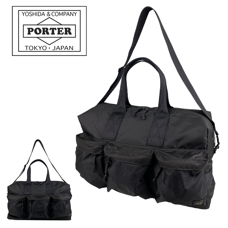美品 1268 POTER ils エルファイン 2way ダッフルバッグ 黒 美品 1268 POTER ils エルファイン 2way ダッフルバッグ 黒