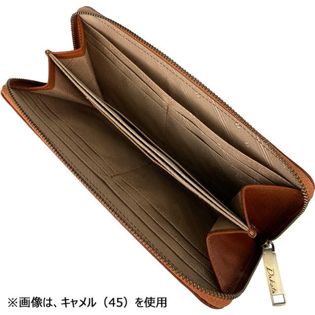【新品・未使用品】ダコタ牛革ラウンドファスナー・オスピタリタシリーズ　キャメル 新品・未使用品】ダコタ牛革ラウンドファスナー・オスピタリタ