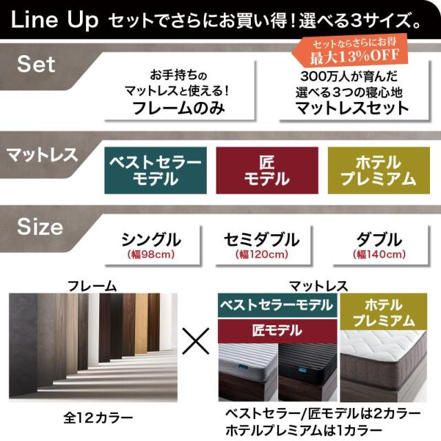 棚・コンセント・引き出し収納付のベッド【ダブルサイズ/ホテル