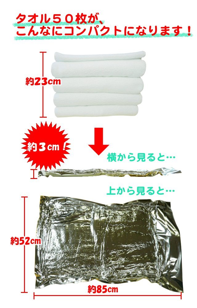 ネット限定！災害時の備蓄に最適！真空パックタオル（50枚入り