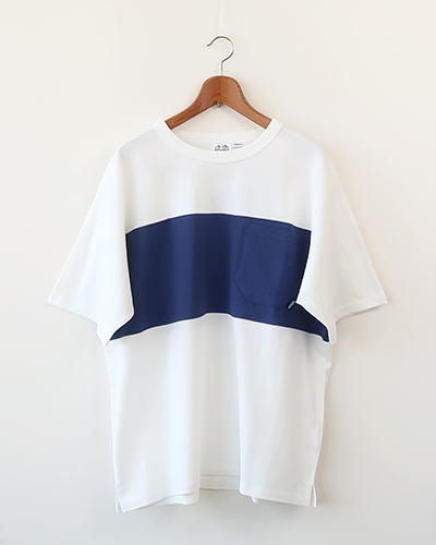 KAVU カブー パネルTee - WHITE×NAVY メール便可