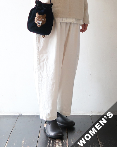 homspun ホームスパン ウールリネン ギャザーワイドパンツ