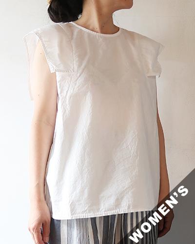 homspun ホームスパン バルキーシーチング ノースリーブブラウス WHITE