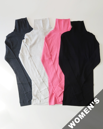 homspun ホームスパン 40/1 丸胴テレコ タートルネックプルオーバー メール便可