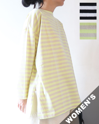 homspun ホームスパン 20/1天竺 ボーダー天竺ロングスリーブプルオーバー メール便可