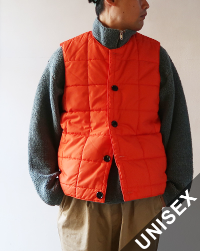 Necessary or Unnecessary - QUILT VEST COTTON - ORANGE ネセサリーオアアンネセサリー キルトベスト