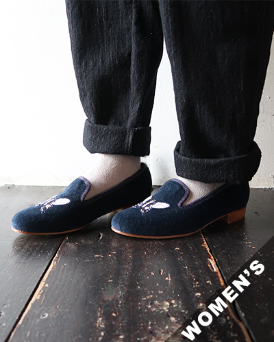 Broadland SLIPPERS - Victoria Slipper Embroidered Velvet - WOMEN'S ブロードランド スリッパ ビクトリアスリッパ ベルベット