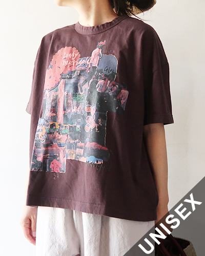 TIGRE BROCANTE ティグルブロカンテ Lucky Marigold Venice 半袖 Tシャツ DARK BROWN メール便可
