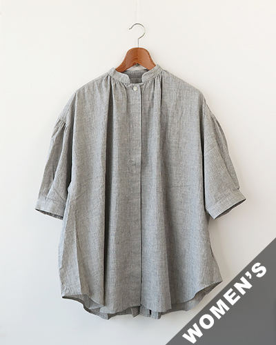 comm. arch. - Antique Check Fly-Front Blouse コムアーチ コットンリネンフライフロントブラウス