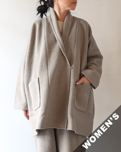 evam eva - press wool short coat - 89 CHARCOAL エヴァムエヴァ