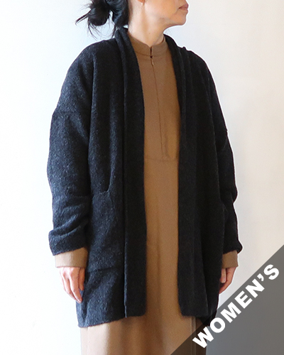 evam eva - boucle yarn robe - 89 CHARCOAL エヴァムエヴァ ブークレヤーンローブ