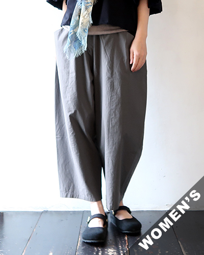 evam eva - cotton cropped pants - 85 BLUE GRAY エヴァムエヴァ コットン クロップドパンツ